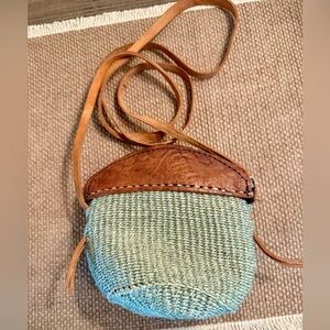 sisal and leather kiondo bag handcrafted straw crossbody bag boho purse African